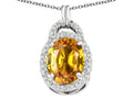 Tommaso Design Oval 10x8mm Genuine Citrine Pendant Necklace