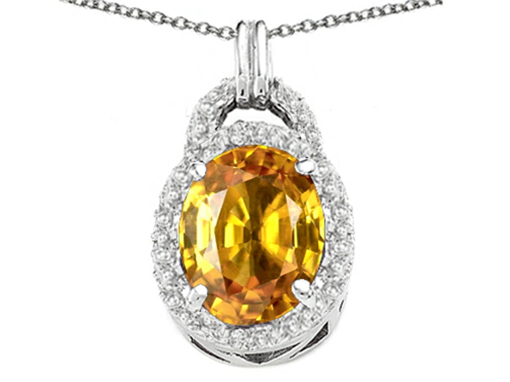 Tommaso Design Oval 10x8mm Genuine Citrine Pendant Necklace