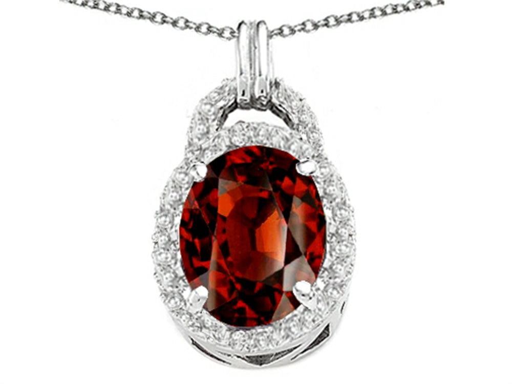 Tommaso Design Oval 10x8mm Genuine Garnet Pendant Necklace