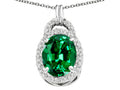Tommaso Design Oval 10x8mm Simulated Emerald Pendant Necklace