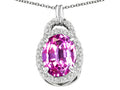 Tommaso Design Oval 10x8mm Simulated Pink Tourmaline Pendant Necklace