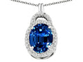 Tommaso Design Oval 10x8mm Created Blue Sapphire Pendant Necklace