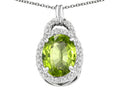 Tommaso Design Oval 10x8mm Genuine Peridot Pendant Necklace