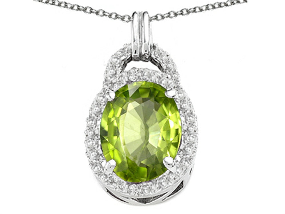 Tommaso Design Oval 10x8mm Genuine Peridot Pendant Necklace