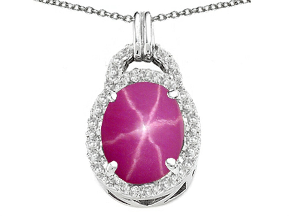 Tommaso Design Oval 10x8mm Created Star Ruby Pendant Necklace