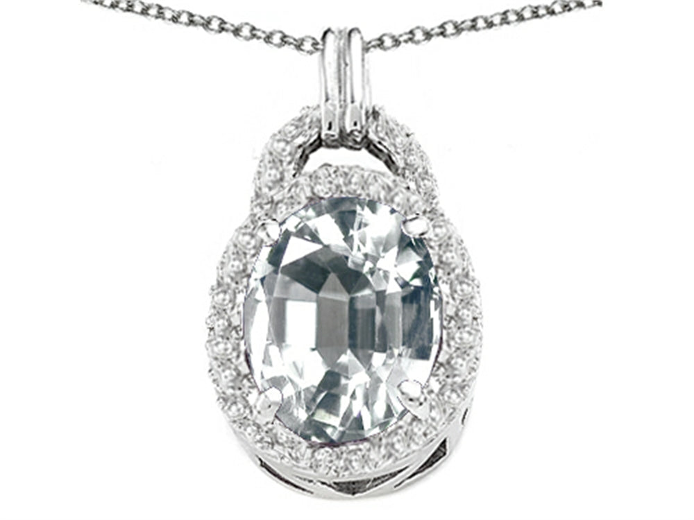 Tommaso Design Oval 10x8mm Genuine White Topaz Pendant Necklace