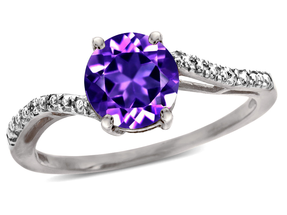 Tommaso Design Round 7mm Genuine Amethyst s Bypass Ring