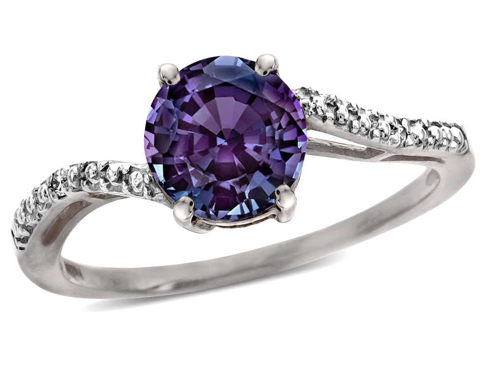 Tommaso Design Round 7mm Simulated Alexandrite s Bypass Ring