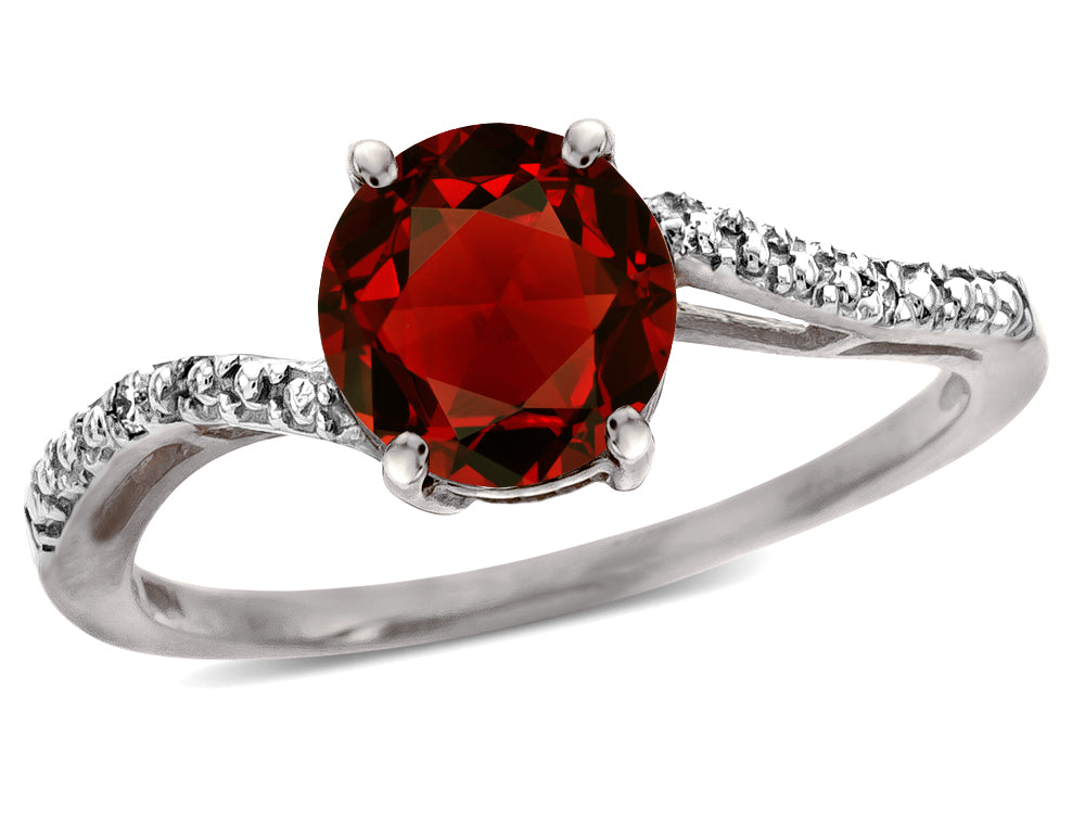 Tommaso Design Round 7mm Genuine Garnet s Bypass Ring