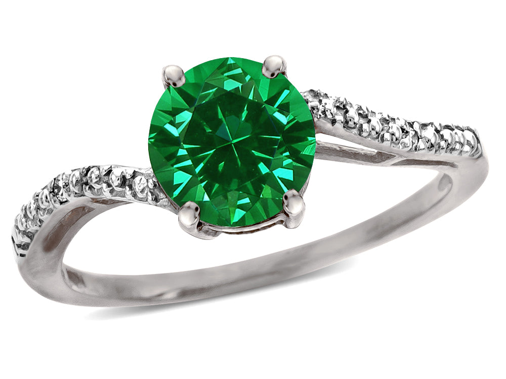Tommaso Design Round 7mm Simulated Emerald s Bypass Ring