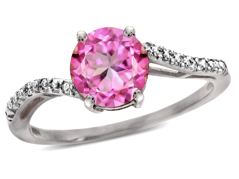 Tommaso Design Round 7mm Created Pink Sapphire s Bypass Ring