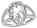 Star K  Pear Shape Genuine White Topaz Halo Split Shank Big Stone Ring