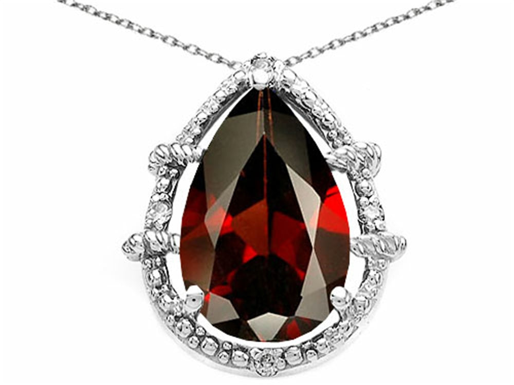 Tommaso Design Pear Shape 11x8mm Genuine Garnet Pendant Necklace