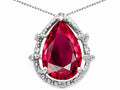 Tommaso Design Pear Shape 11x8mm Created Ruby Pendant Necklace