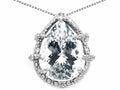 Tommaso Design Pear Shape 11x8mm Genuine White Topaz Pendant Necklace