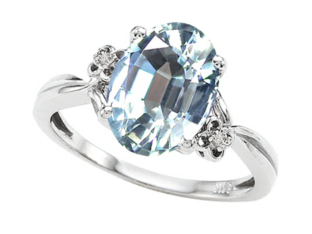 Tommaso Design Oval 10x8mm Genuine Aquamarine Ring