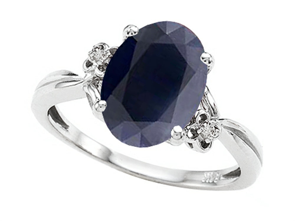 Tommaso Design Oval 10x8mm Genuine Black Sapphire Ring