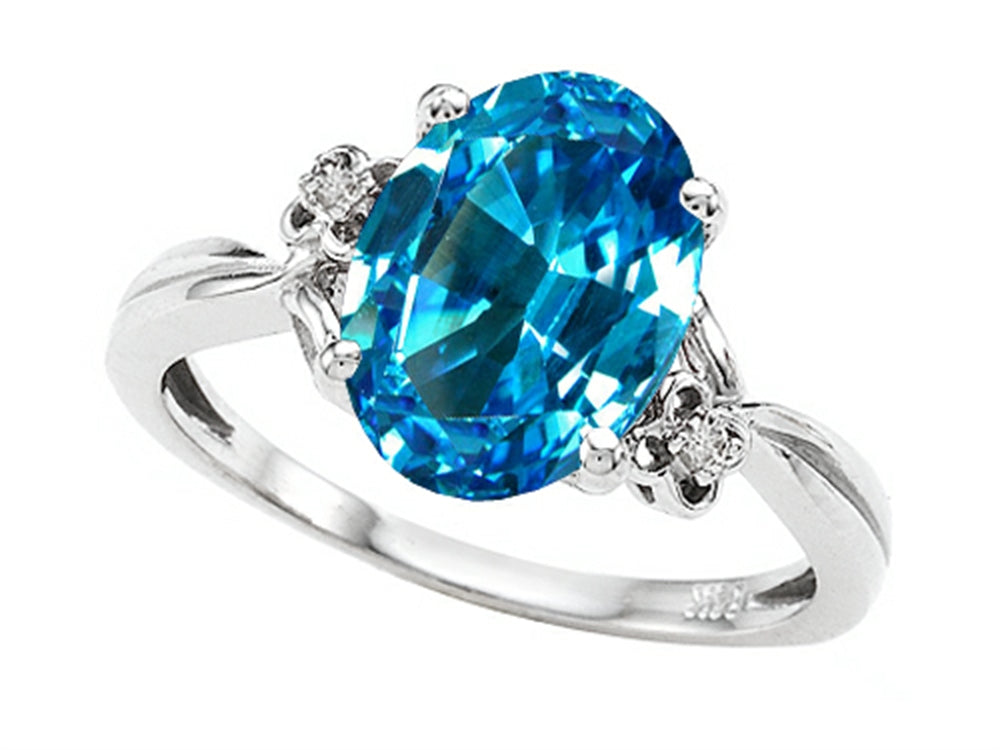 Tommaso Design Oval 10x8mm Genuine Blue Topaz Ring