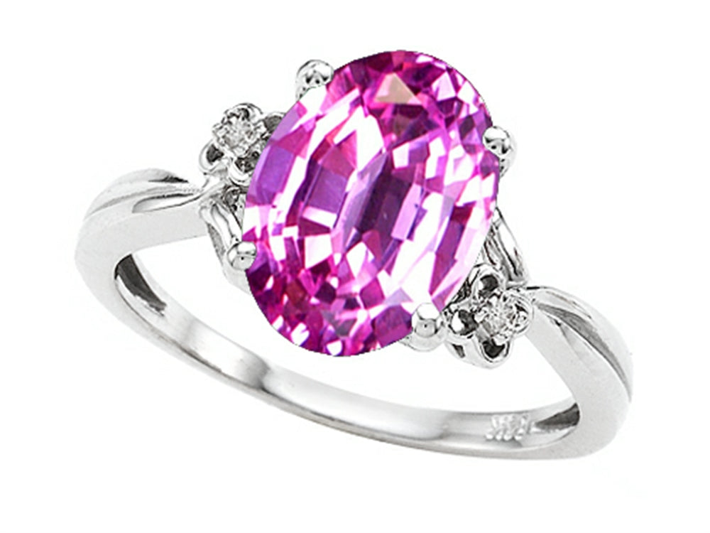 Tommaso Design Oval 10x8mm Created Pink Sapphire Ring
