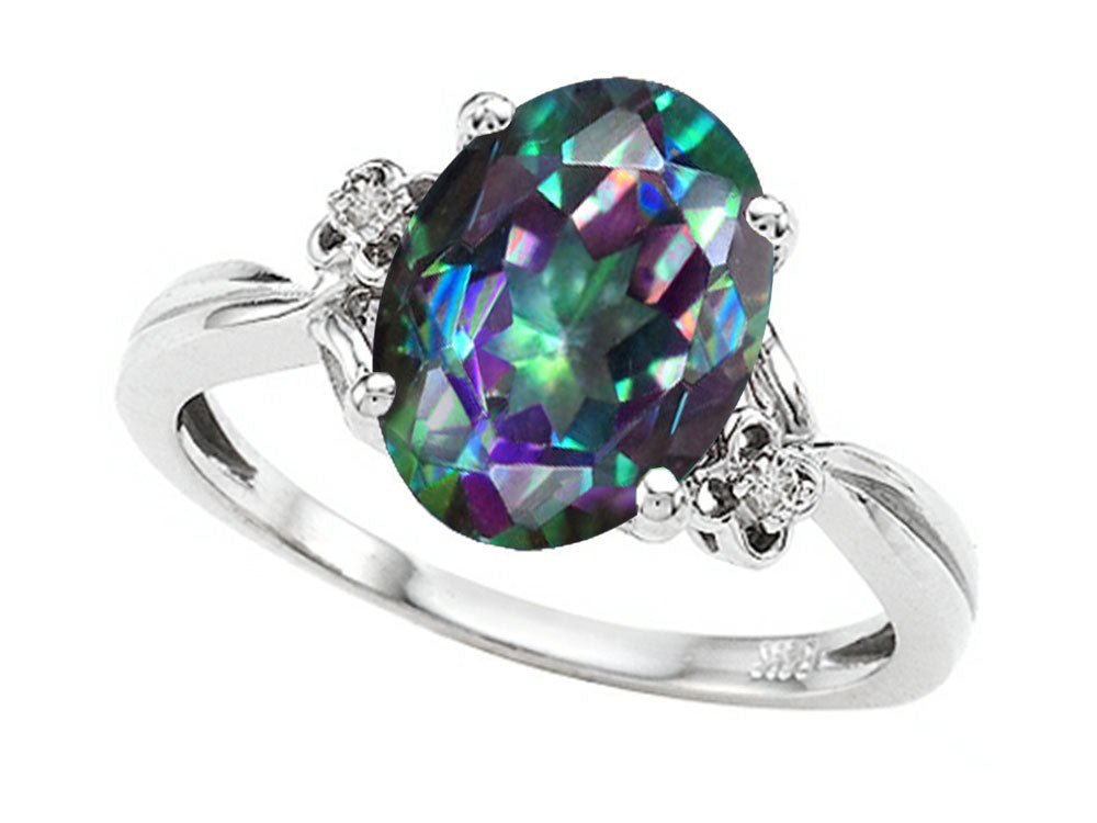 Tommaso Design Oval 10x8mm Mystic Rainbow Topaz Ring