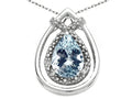 Tommaso Design Pear Shape 8x6mm Genuine Aquamarine Pendant Necklace