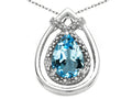 Tommaso Design Pear Shape 8x6mm Genuine Blue Topaz Pendant Necklace