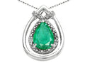 Tommaso Design Pear Shape 8x6mm Genuine Emerald Pendant Necklace