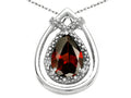 Tommaso Design Pear Shape 8x6mm Genuine Garnet Pendant Necklace