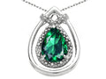 Tommaso Design Pear Shape 8x6mm Simulated Emerald Pendant Necklace