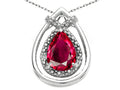 Tommaso Design Pear Shape 8x6mm Created Ruby Pendant Necklace