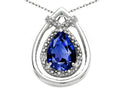 Tommaso Design Pear Shape 8x6mm Created Blue Sapphire Pendant Necklace
