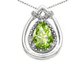 Tommaso Design Pear Shape 8x6mm Genuine Peridot Pendant Necklace