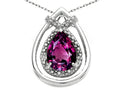 Tommaso Design Pear Shape 8x6mm Genuine Rhodolite Pendant Necklace