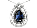 Tommaso Design Pear Shape 8x6mm Genuine Sapphire Pendant Necklace