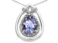 Tommaso Design Pear Shape 8x6mm Genuine Tanzanite Pendant Necklace