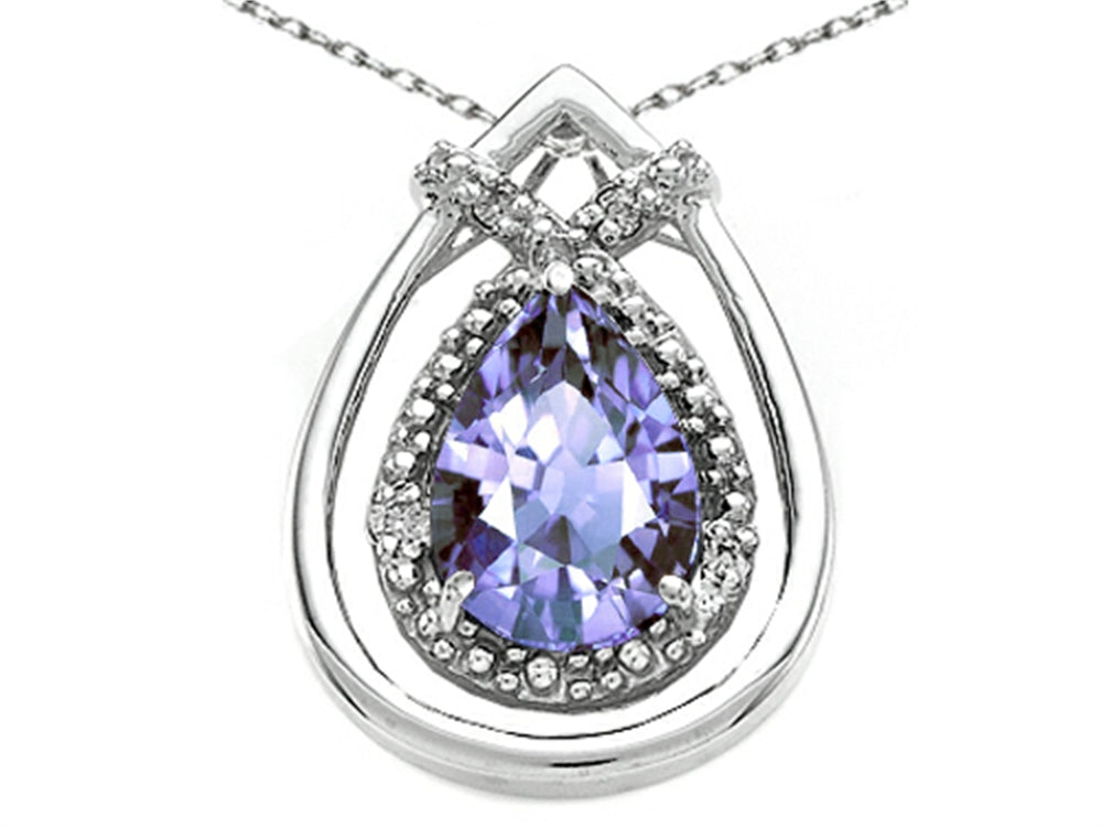 Tommaso Design™ Pear Shape 8x6mm Genuine Tanzanite Pendant Necklace