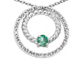Tommaso Design Round 3mm Genuine Emerald Circle Pendant Necklace