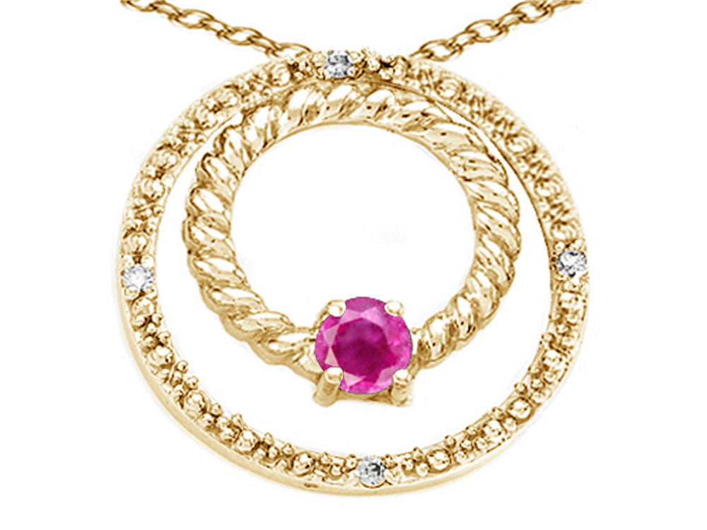 Tommaso Design™ Round 3mm Genuine Pink Tourmaline Circle Pendant Necklace