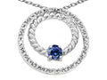 Tommaso Design Round 3mm Genuine Sapphire Circle Pendant Necklace