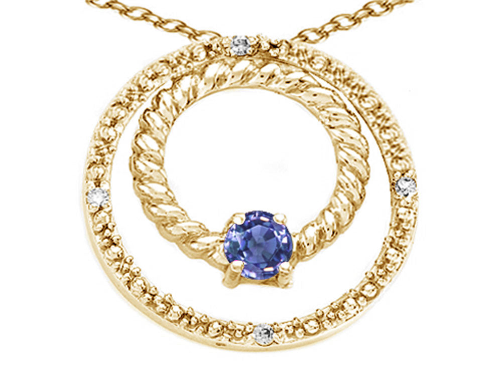 Tommaso Design™ Round 3mm Genuine Tanzanite Circle Pendant Necklace