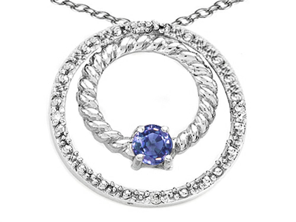 Tommaso Design™ Round 3mm Genuine Tanzanite Circle Pendant Necklace