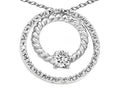 Tommaso Design Round 3mm Genuine White Topaz Circle Pendant Necklace