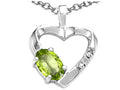 Tommaso Design Oval 6x4 mm Genuine Peridot Heart Pendant Necklace