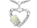Tommaso Design Oval 6x4 mm Genuine Opal Heart Pendant Necklace