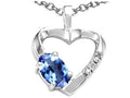Tommaso Design Oval 6x4 mm Genuine Tanzanite Heart Pendant Necklace
