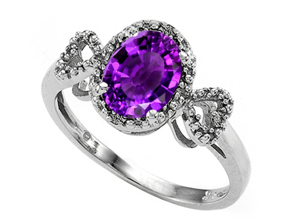Tommaso Design Oval 8x6mm Genuine Amethyst Ring