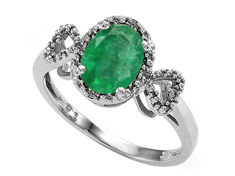 Tommaso Design Oval 8x6mm Genuine Emerald Ring