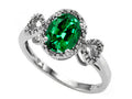 Tommaso Design Oval 8x6mm Simulated Emerald Ring