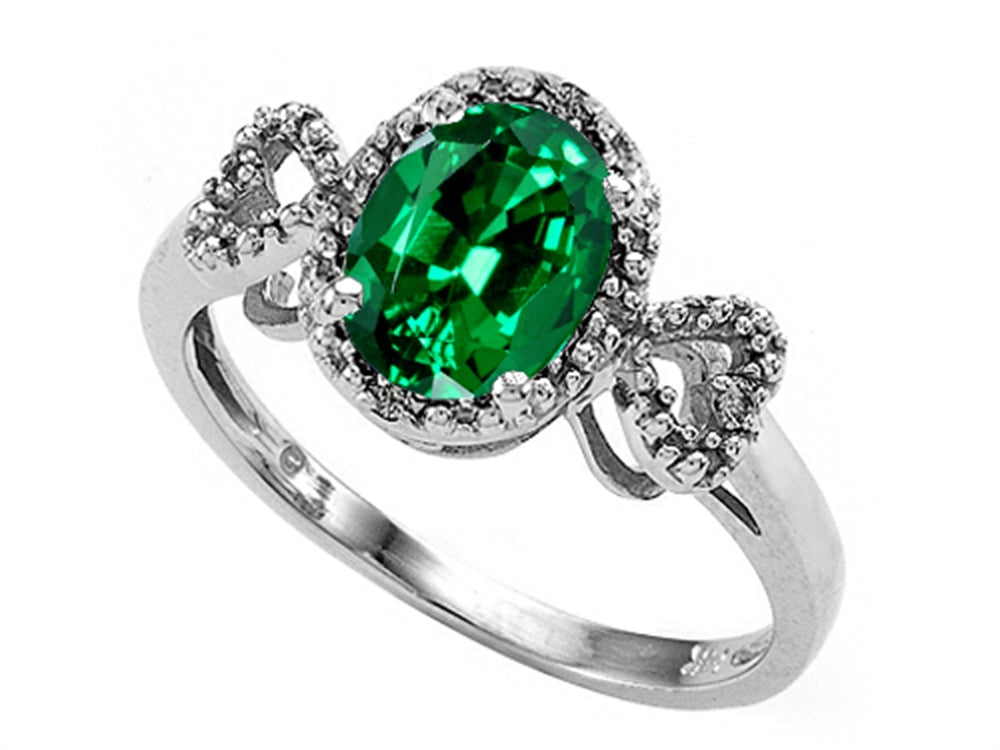 Tommaso Design Oval 8x6mm Simulated Emerald Ring