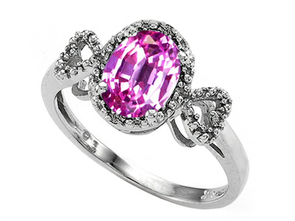 Tommaso Design Oval 8x6mm Created Pink Sapphire Ring